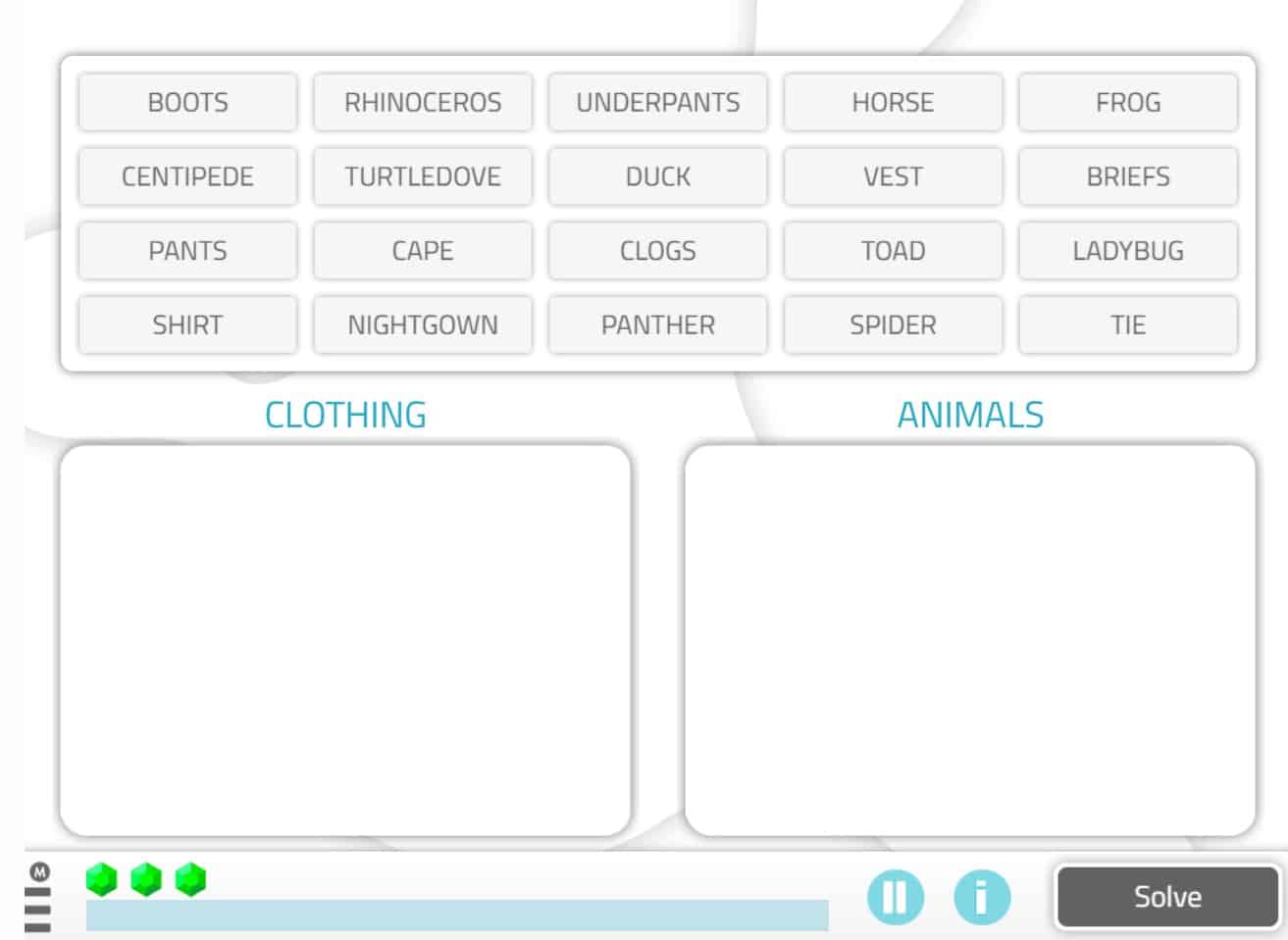 Organization by categories