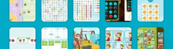 Grid of interactive cognitive rehabilitation activities for children with ADHD, featuring puzzles, word searches, and memory games.