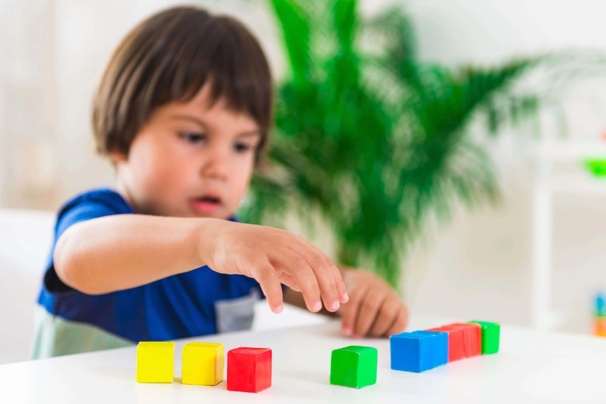 Girl working visuospatial skills