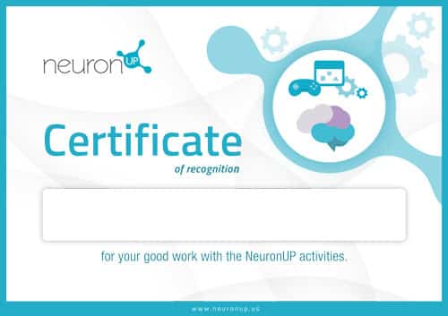 Certificate of NeuronUP for adults