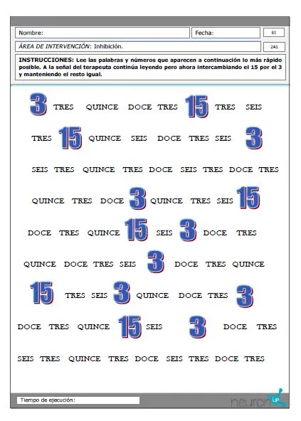 Inhibition and attention activity from NeuronUP "Name Exchange on Signal".