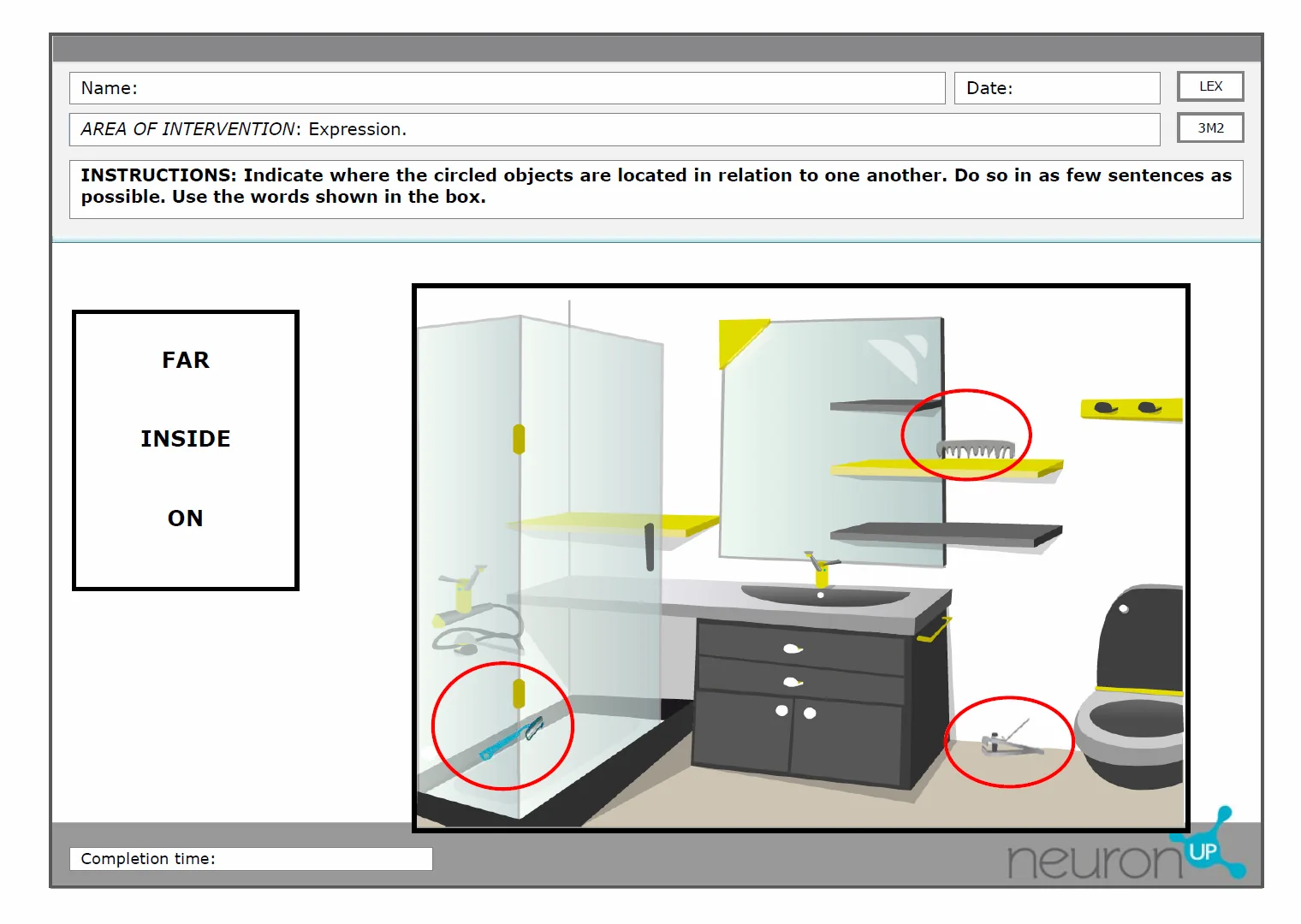 NeuronUP Activities - Describing Objects Positions - Paper