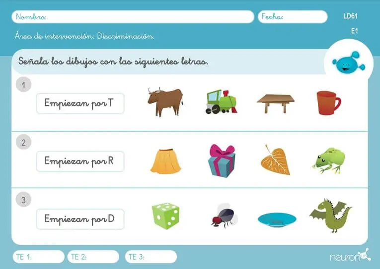 Auditory discrimination exercise for children on paper