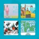 Collage: scale icons, playground kids, winter puzzle pieces, maze with control panel.