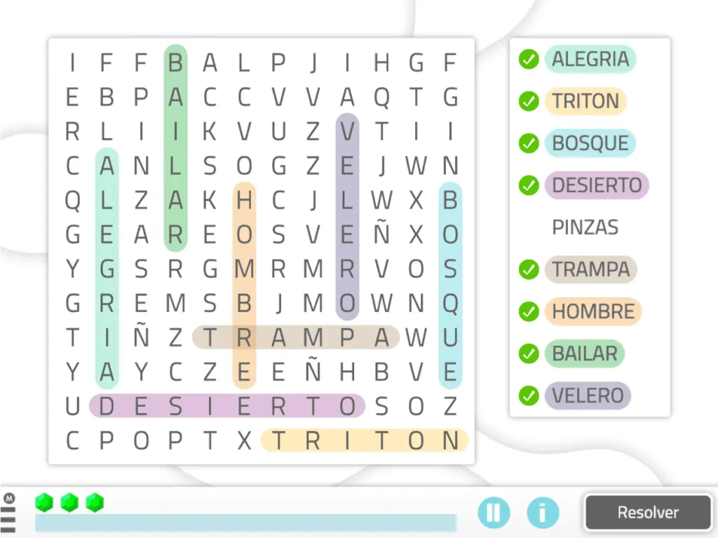 NeuronUP cognitive stimulation exercise for people with Parkinson's 'Word Search'
