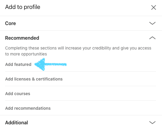 How to add your certificate under "Featured"