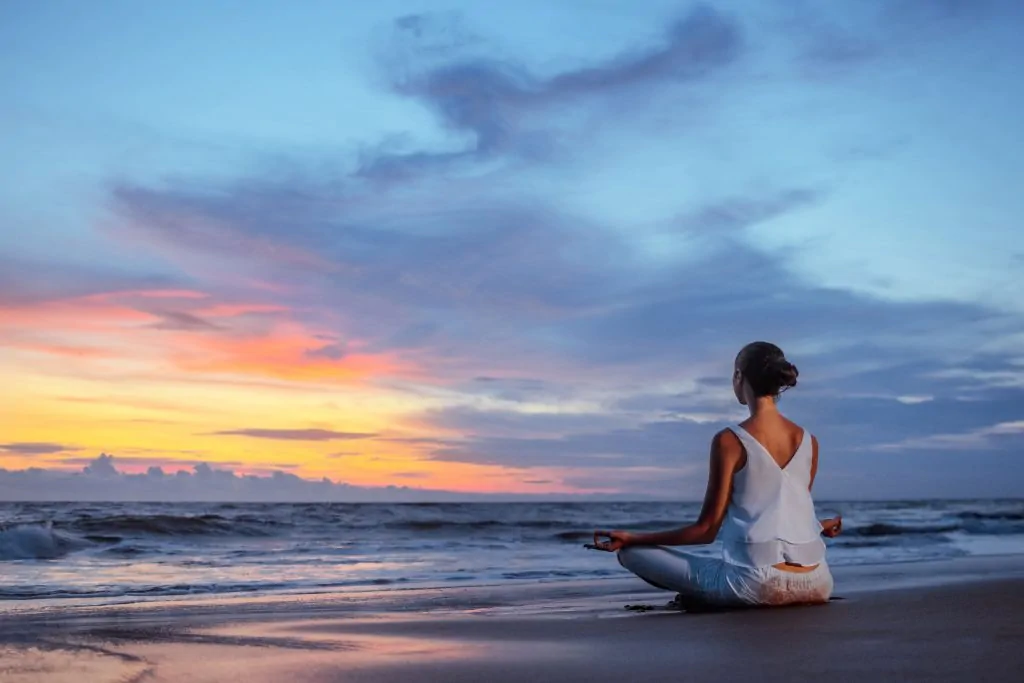 Woman meditating with good mental health