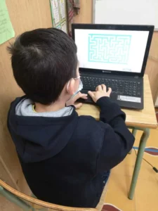 A student of Salesianos Los Boscos working on cognitive stimulation with NeuronUP