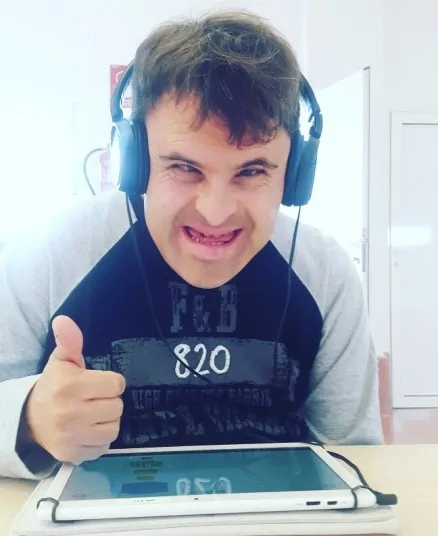 User using new technologies for people with intellectual disabilities 