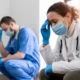 The mental health of healthcare workers. Exhausted healthcare staff.