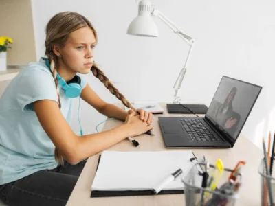 Girl distracted with attention problems