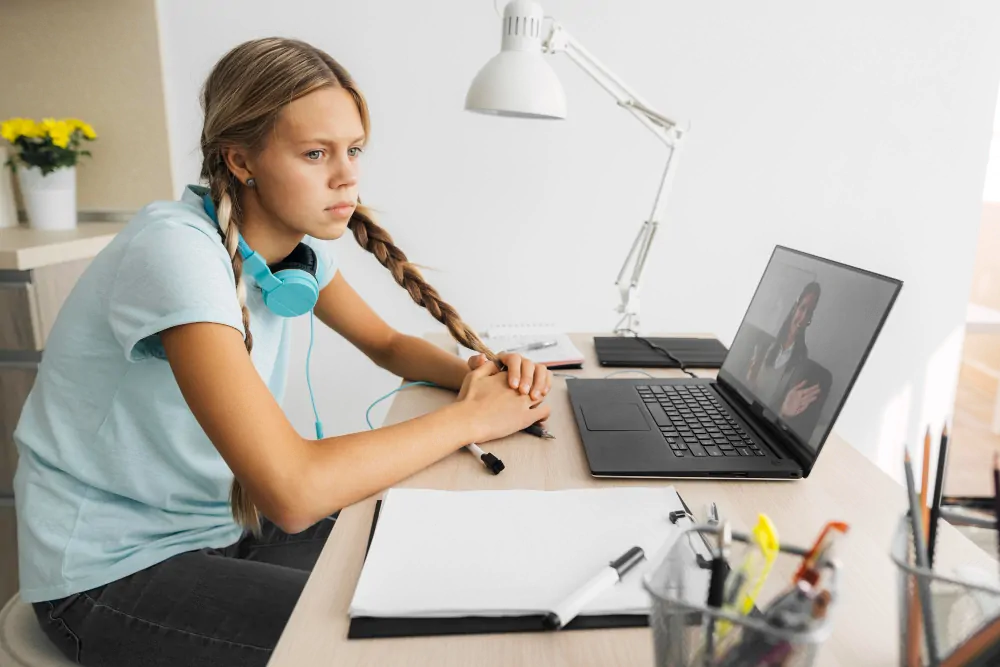 Girl distracted with attention problems