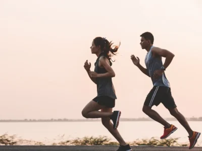 young couple exercising