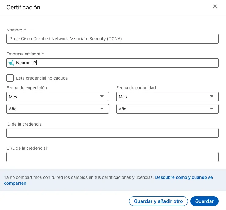 How to add your NeuronUP certificate to LinkedIn step 2