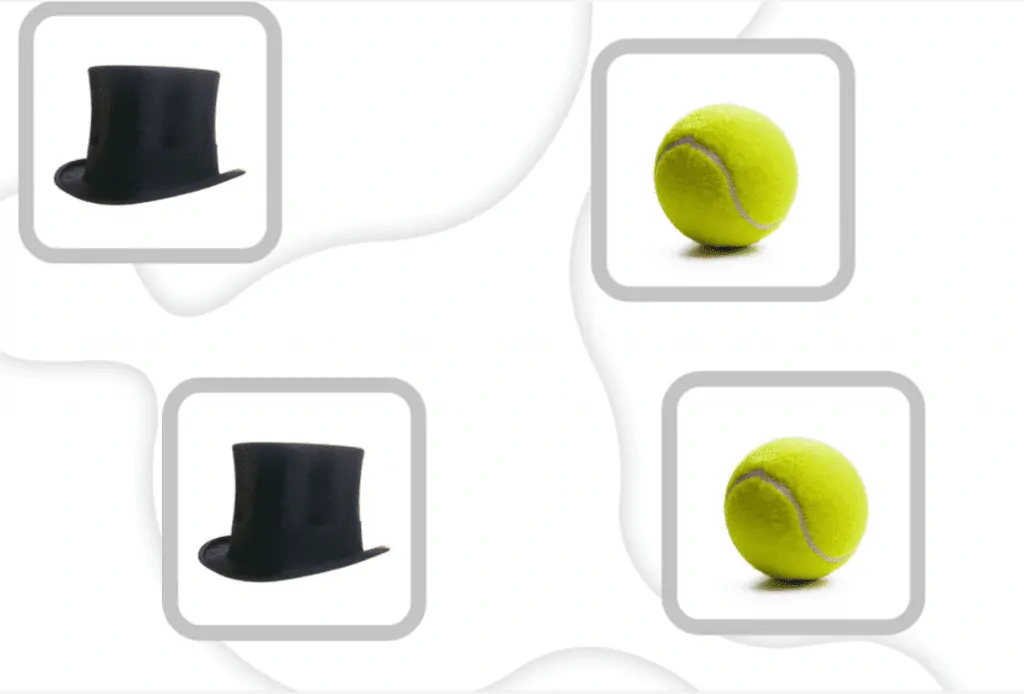 Adult memory exercises to print. NeuronUP cognitive stimulation worksheet "Pair up the figures". Basic level.