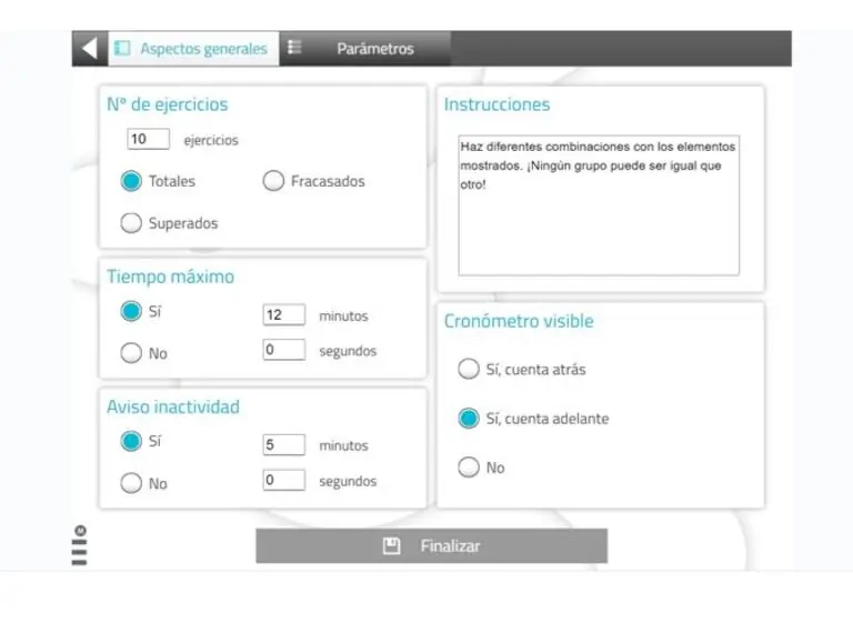general aspects of the Varied combinations activity