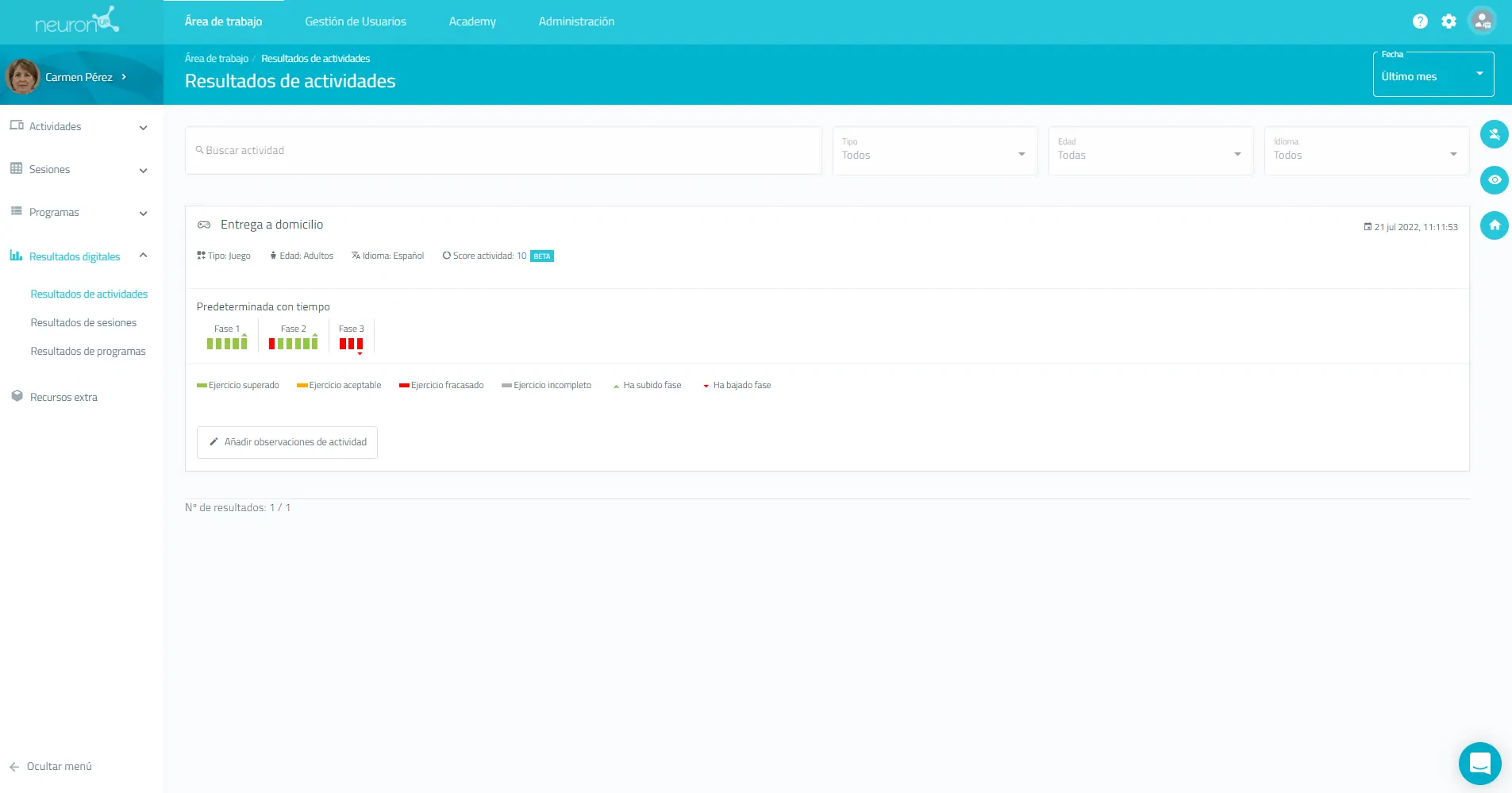 Enhanced navigation experience of the results