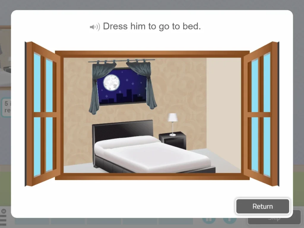 NeuronUP Activities - Get Dressed (night)