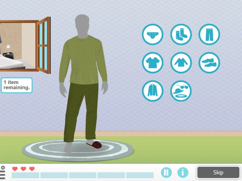 NeuronUP Activities - Get Dressed (night) - man