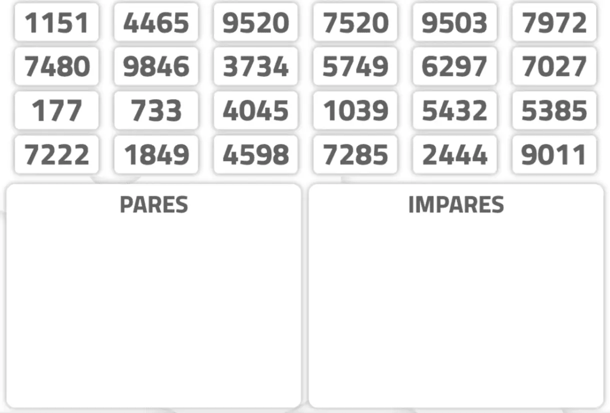 Generator for working on semantic memory in adults: Even or odd.