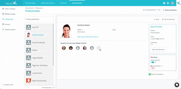 List of user assignments