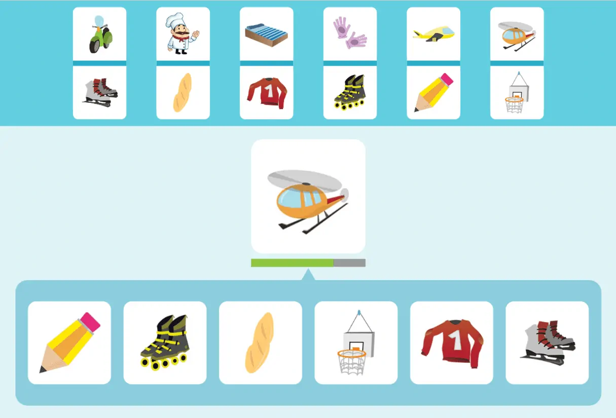 Game to improve processing speed in children: Pairs racing.
