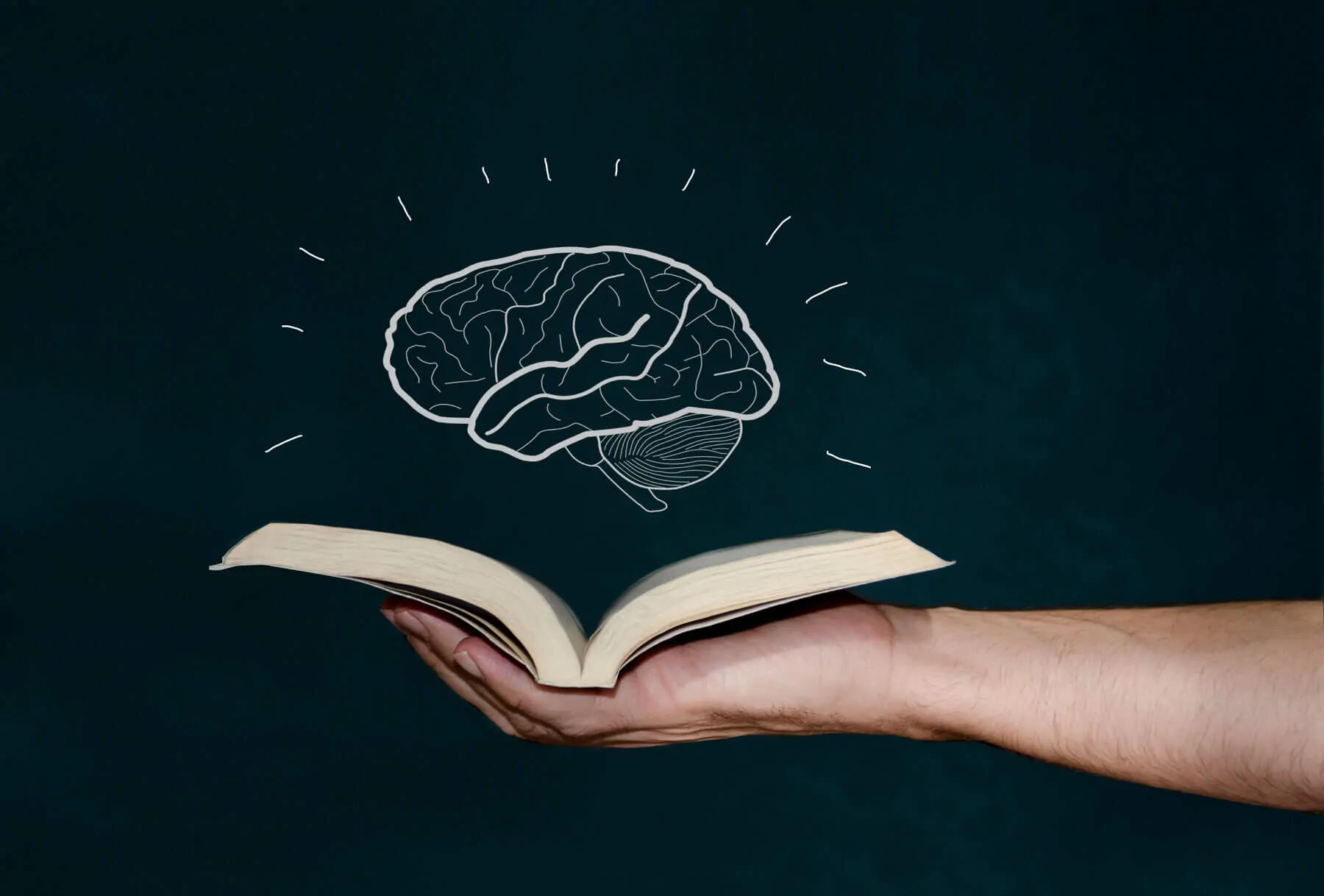 Benefits of reading. Hand holding a book.