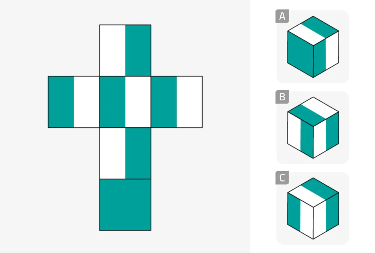 Worksheet to work on spatial visualization in adults: Mental reconstruction of cubes.