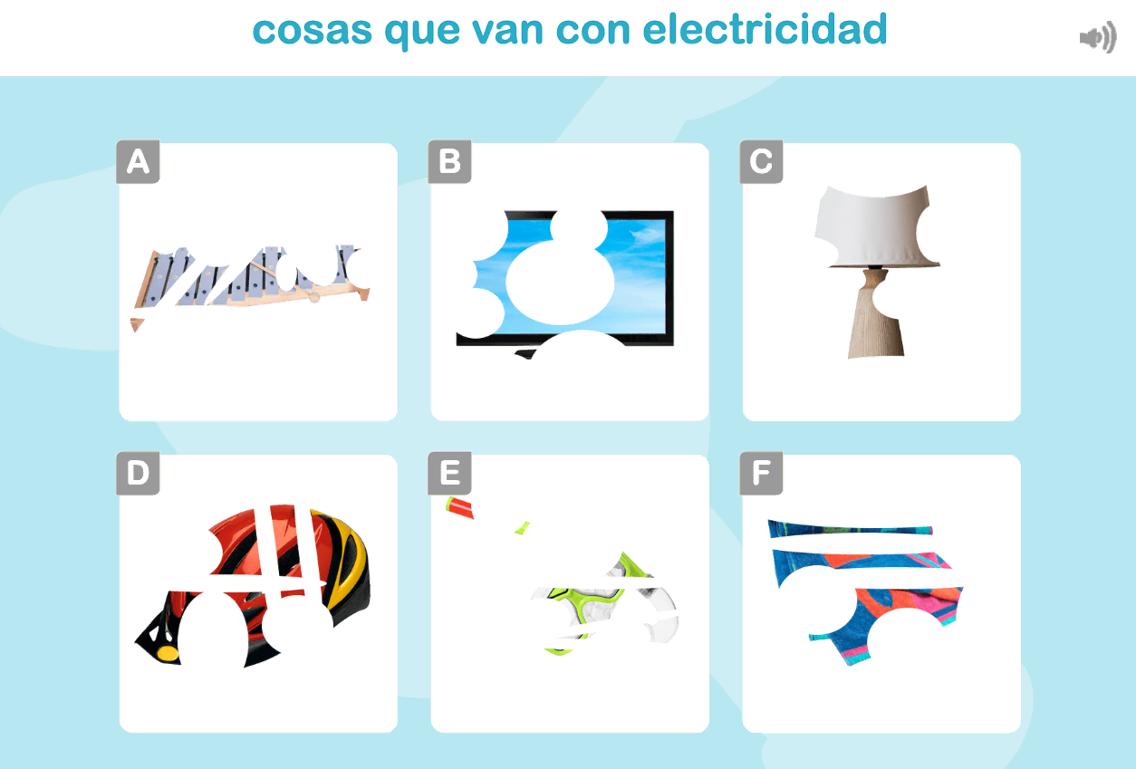 Worksheet to work on visual gnosias in children: Half-hidden objects.