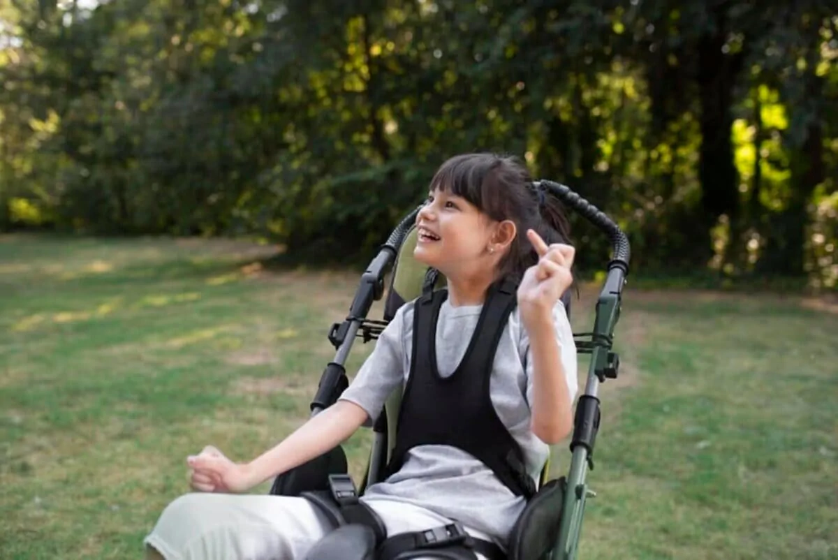 Girl with cerebral palsy