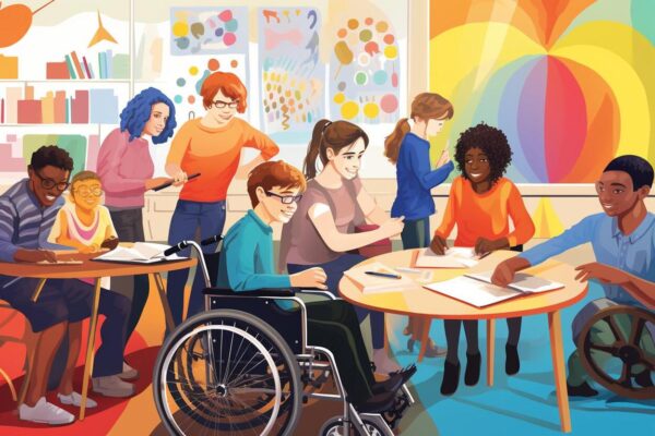 Guidelines to implement inclusive education and how to use NeuronUP for this purpose. Students from different backgrounds in a classroom where inclusive education is fostered.