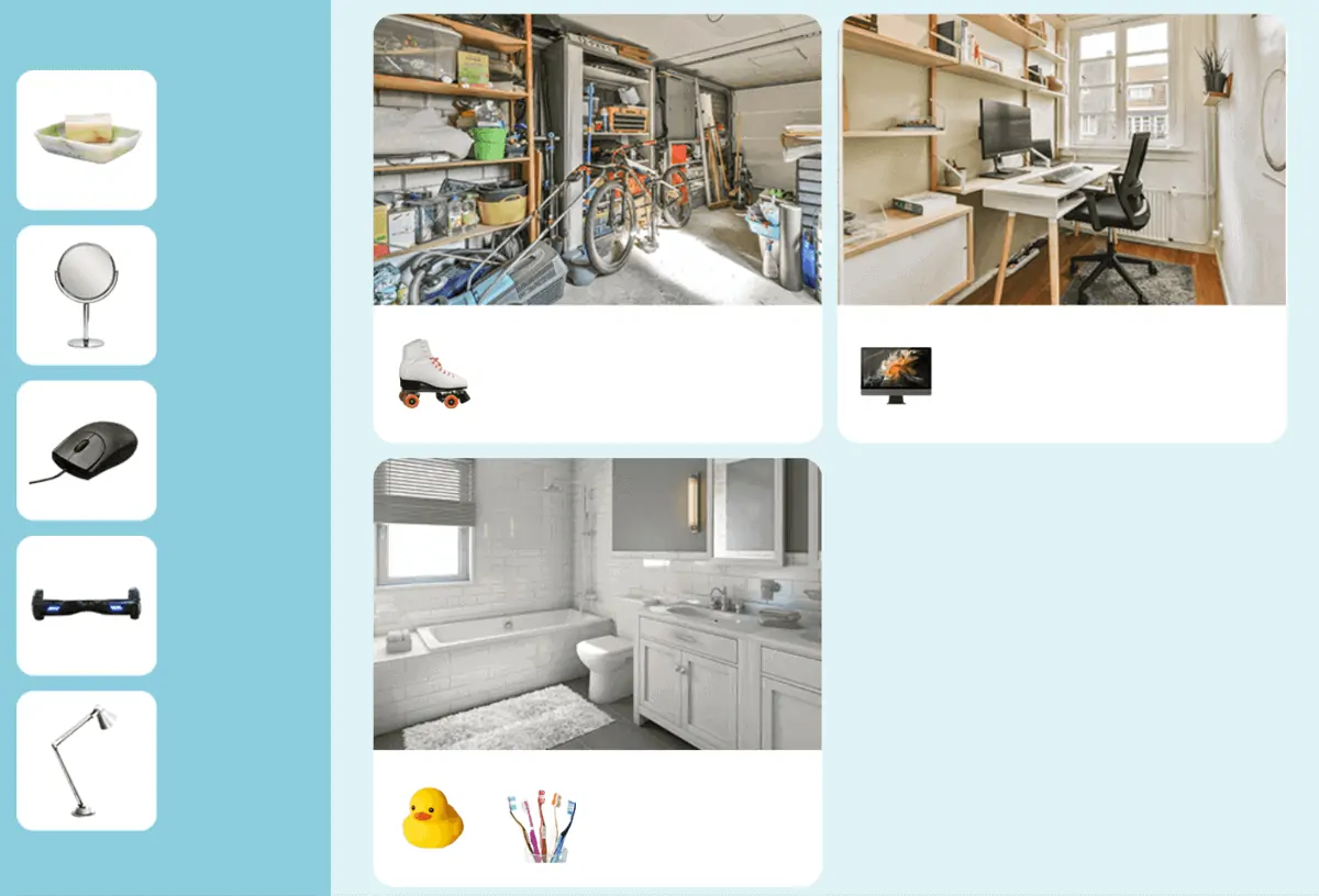 Worksheet to work on spatial orientation with children - Arrange the house