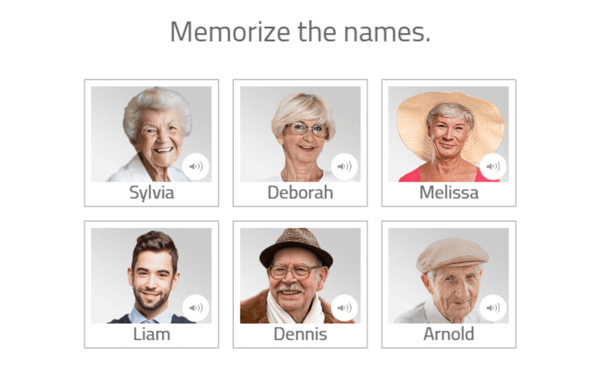 Game to work on episodic memory with adults: Remember the Names