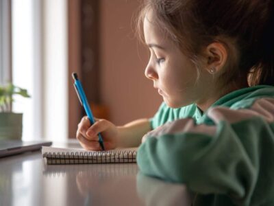 What is the relationship between ADHD and dyslexia? Little child writing.