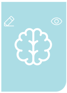 Lines of research of NeuronUP Labs. Infographics on a gray background of a brain