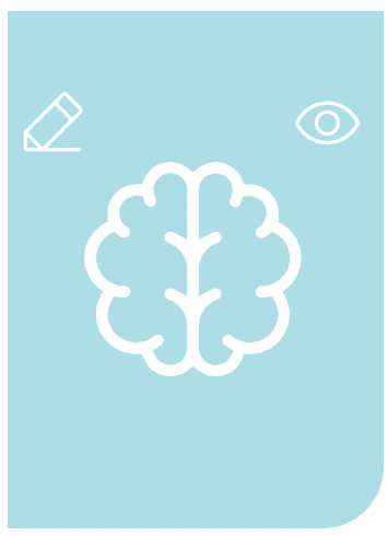 Lines of research of NeuronUP Labs. Infographics on a gray background of a brain 