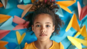 Deconstructing adrenoleukodystrophy. Girl on colorful background