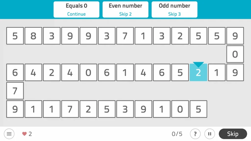 NeuronUP Activities - Actions According to Numbers