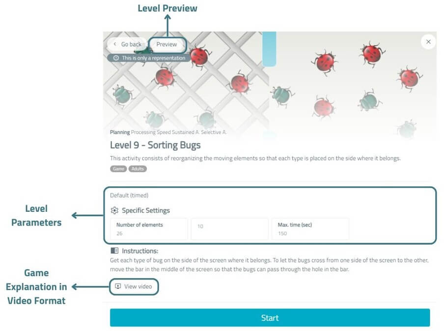 NeuronUP Updates. Example of the updated activity configuration in NeuronUP.