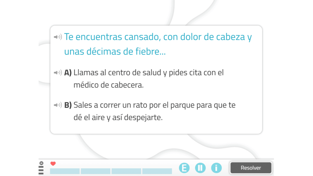 Actions in situations NeuronUP activity