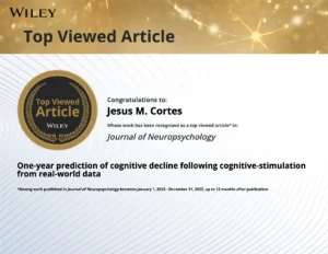 Wiley Top Viewed Article Jesús Cortés The NeuronUP study that predicts cognitive decline receives a prestigious international recognition