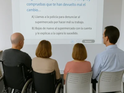 Group of patients from the day center unit working with NeuronUP.