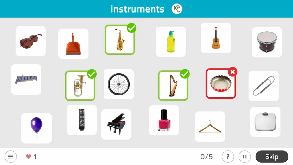 NeuronUP Activities - Select items from a category