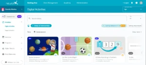 Activity list interface in NeuronUP platform