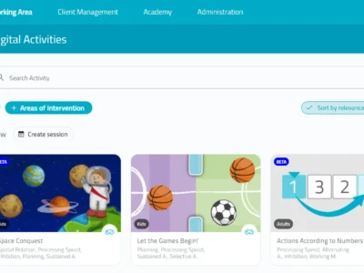 Activity list interface in NeuronUP platform