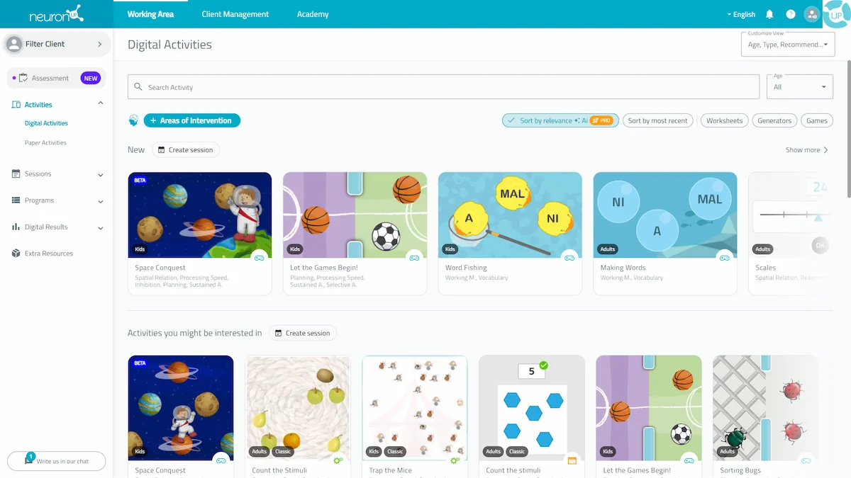 absolute-l NeuronUP - Platform interface