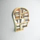 Profile-shaped bookshelf filled with books and a clock, featuring a modern design on a light background.
