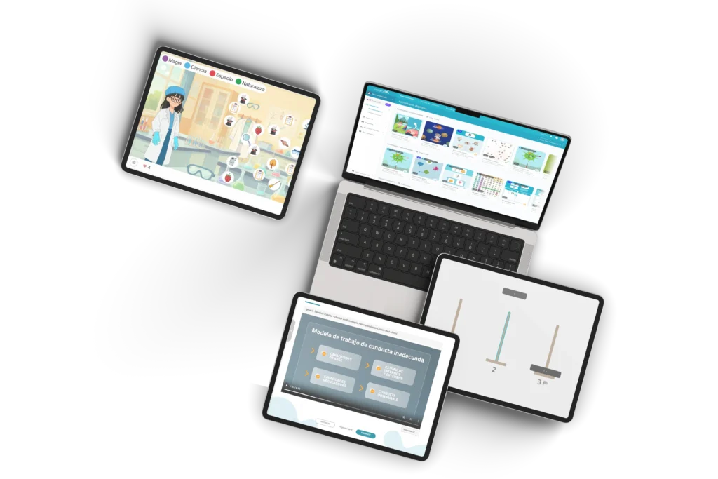 The NeuronUP platform on a laptop and tablets