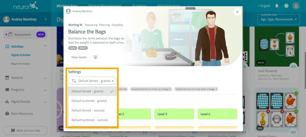 Customize the settings – NeuronUP