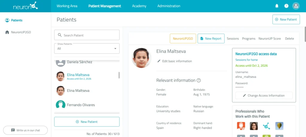 Select “New report” – NeuronUP
